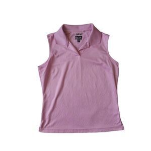 Adidas Climacool Pink Embossed Leaf Print Sleeveless Polo Shirt Women's Medium